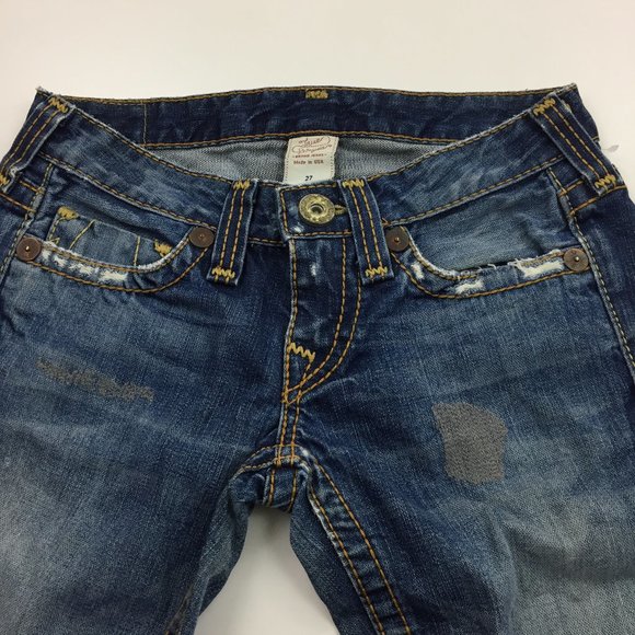 TRUE RELIGION Distressed Flare Leg Med Wash Jeans - Picture 4 of 13